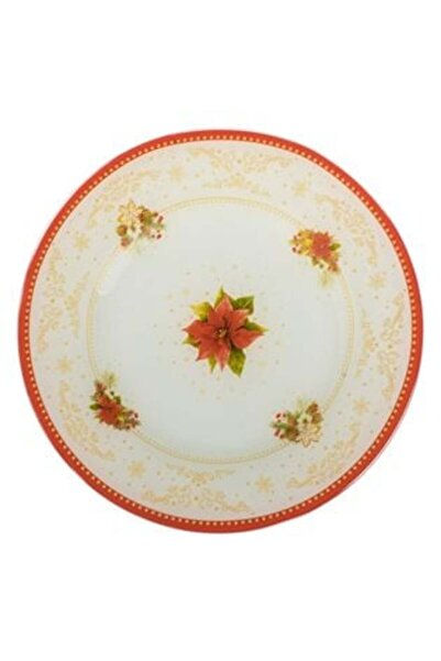 SHOPIENS Farfurie de sticlă de Crăciun cu model de ilex Ø27 cm