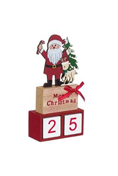 SHOPIENS Decorațiune de Crăciun din lemn - Calendar Moș Crăciun 20 cm