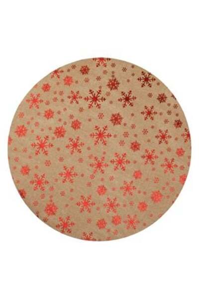 SHOPIENS Christmas Round Plate Charger Beige with Golden Foil Snowflakes Ø38 cm