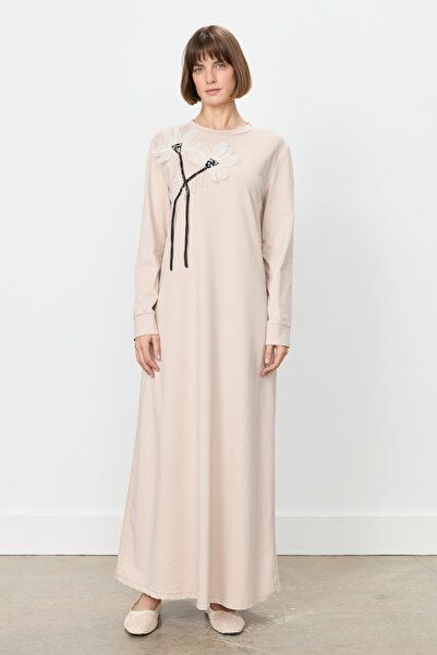 Nihan Şifon ve Çiçek Detaylı Elbise Taş