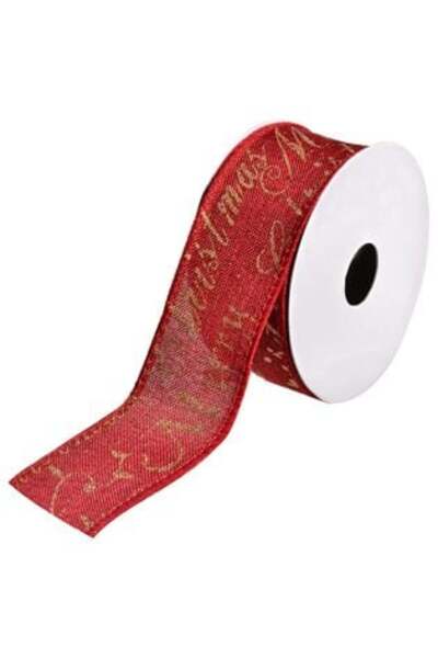 SHOPIENS Panglică decorativă pentru brad de Crăciun, roșie, Crăciun fericit -...