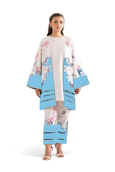 MYSMAR Blue Silk Co-ord Set - AFK1026 | Blue