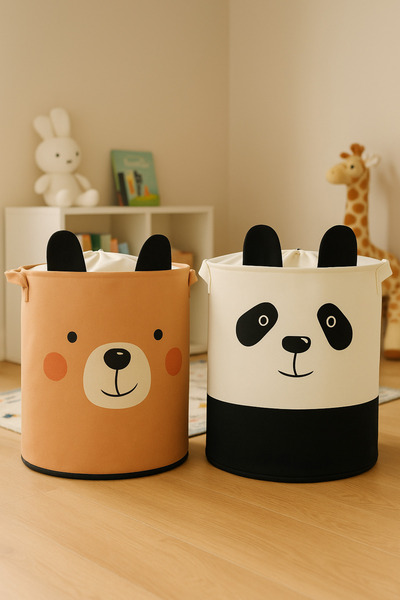 PH Prendi Home 2-Piece Multi-Purpose Toy Basket Storage Laundry Basket Folding Organizer Basket 37X40 cm