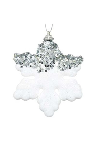 SHOPIENS Στολίδι Χριστουγεννιάτικου Δέντρου - Χιονονιφάδα Αφρού, Λευκό Ιριδίζ...