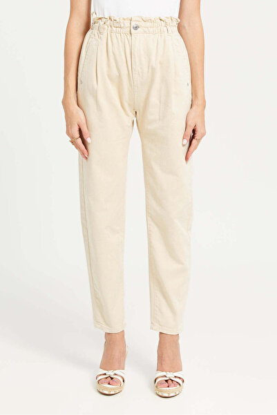 REDTAG Beige Paper Bag Waist Twill Jeans