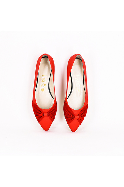 JustBow Red Women's Ballerinas