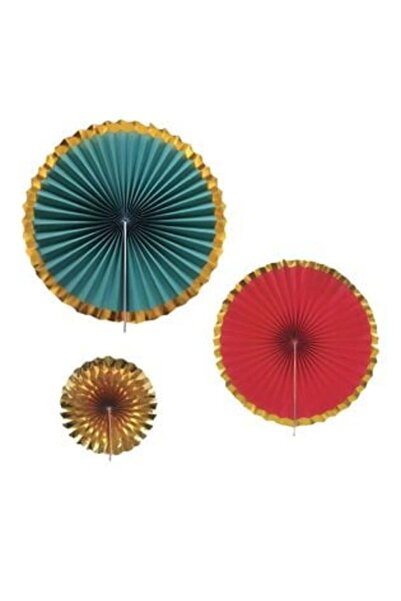 Silver Star Evantai decorativi de Crăciun Roșu Verde Auriu - 3 buc