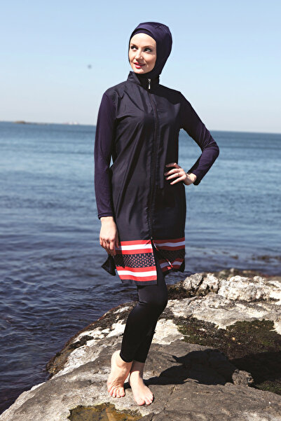 Haliç Mayo Full Covered Hijab Swimsuit 2110 Navy Blue