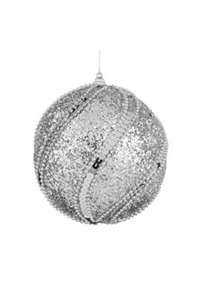 SHOPIENS Glob de Crăciun argintiu cu sclipici și paiete 12 cm