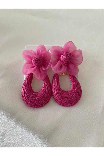 BIJUTERI Wicker Flower Detailed Earrings