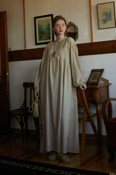 ZÜLAYS Dantel Robalı Elbise Taş