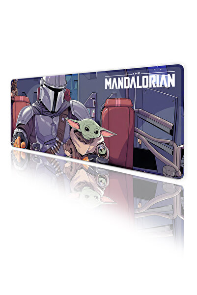 Hamiki The Mandalorian Play Gaming Keyboard Mouse Pad Non-Slip Base Stitched Edges Desk Mat 70X30 cm