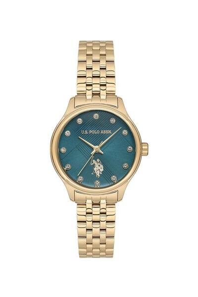 U.S. Polo Assn. Stile 30mm Ladies' Watch - Teal Dial & Diamond Accents (Gold ...