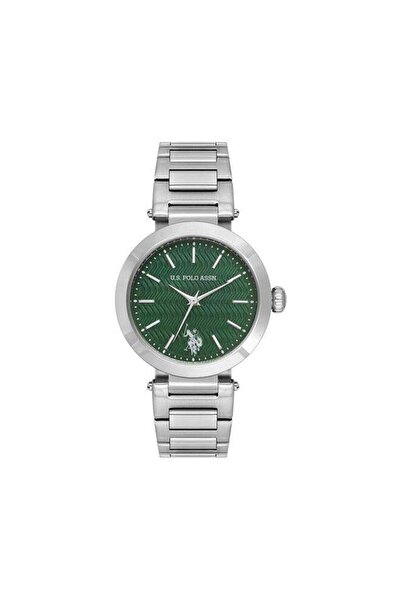 U.S. Polo Assn. Novelties Green Dial Silver Stainless Steel Bracelet Analog W...