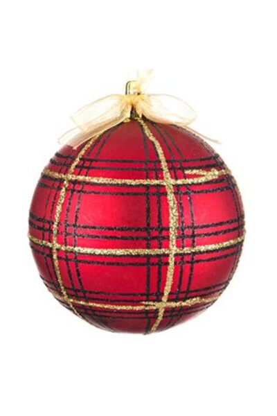 IRO Christmas Tree Ornament - Checkered Matte Red Bauble Ø8 cm