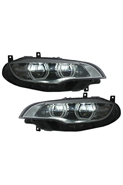 OEM Faruri Xenon Angel Eyes 3D Dual Halo Rims LED DRL compatibil cu BMW X6 E7...