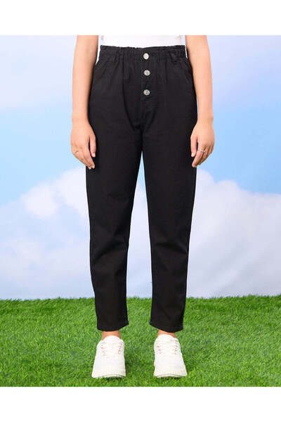 REDTAG Senior Girls Black Mom Fit Jeans