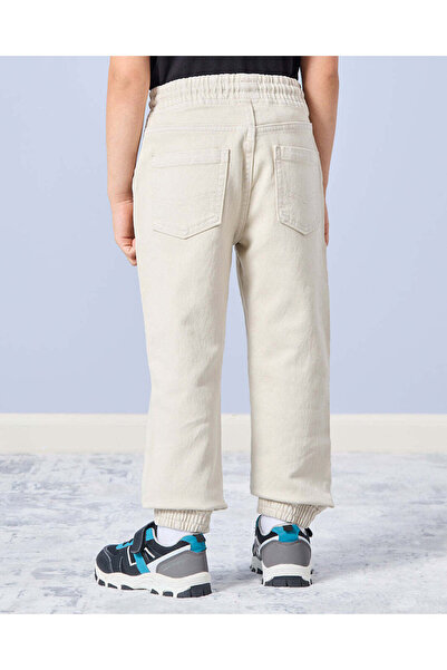 REDTAG Boys Cream Plain Jogger Jeans