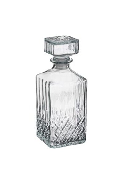 SHOPIENS Sticlă pătrată transparentă din sticlă cu model în relief la bază pe...