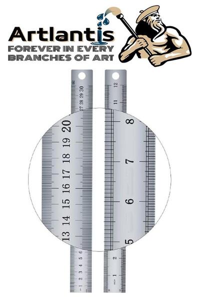 Art & Art Steel Ruler 30cm & Kretuar Knife with 5 Spare Blades 1Pcs Stainless Steel Metal Ruler 30 Centimetres