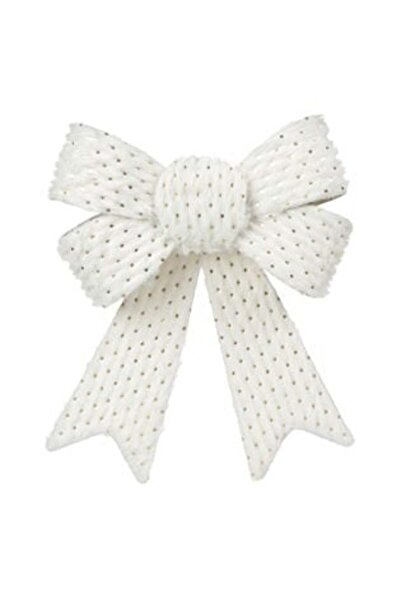 SHOPIENS Διακοσμητικός Χριστουγεννιάτικος Φιόγκος από Λευκή Γούνα με Χρυσές Β...