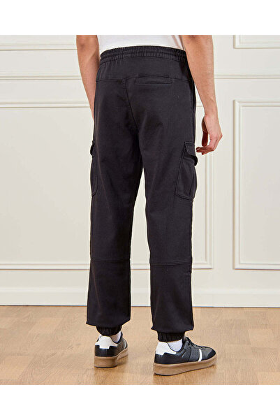 REDTAG Men Black Knit Denim Cargo