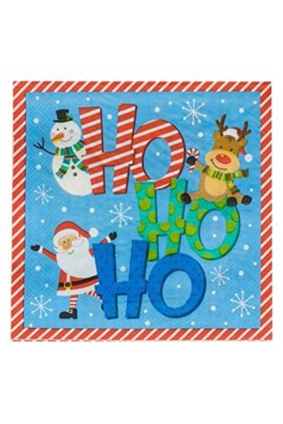 SHOPIENS Table Napkins Santa Claus Reindeer Snowman "HoHoHo" 33 x 33 cm - 20 pcs