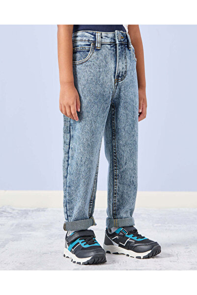 REDTAG Boys Blue 5 Pocket Dotted Regular Fit Jeans