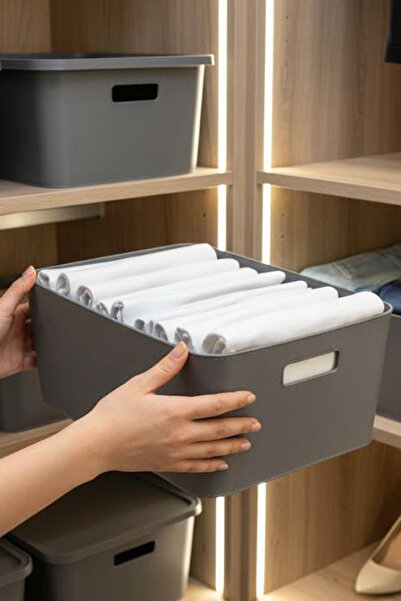 Kitchen Life Leather-Look Closet Organizer Clothing Storage Box-Organizer with Lid