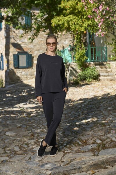 Cossy By Aqua Stone Printed Button Detail Women's Sports 2-Piece Set Cossybyaqua 26116 Anthracite-44