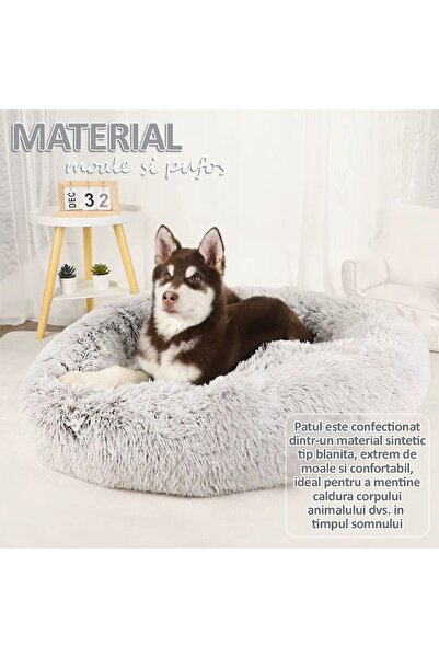 NEXTLY Luxury Pet Bed, Small & Medium Size, Plush Synthetic Fur, Elevated Rim, Grey