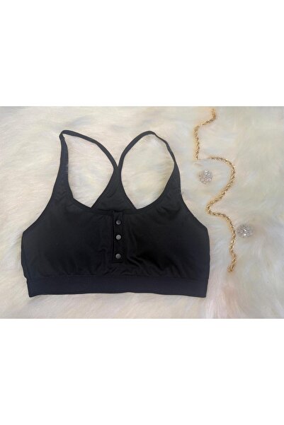 ACTRİS Ribbed Knit Button Padded Crop Bustier
