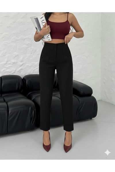 Lirviya Önü Biyeli Yüksek Bel Pantolon