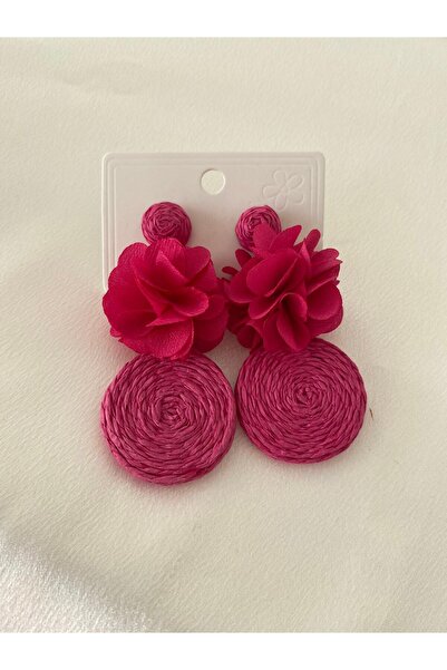 BIJUTERI Flower Detailed Straw Earrings