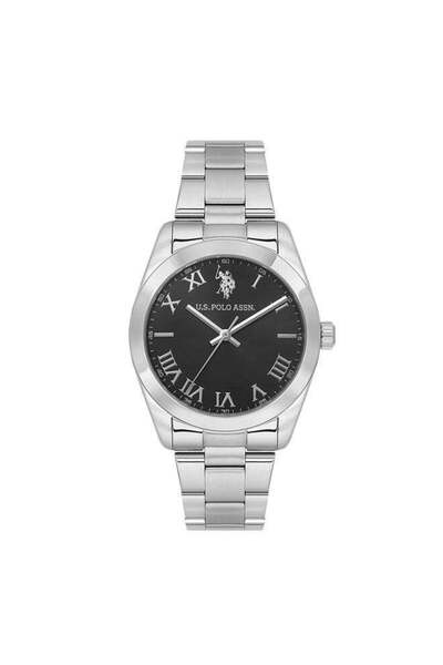 U.S. Polo Assn. Novelties Black Dial Silver Stainless Steel Bracelet Analog W...