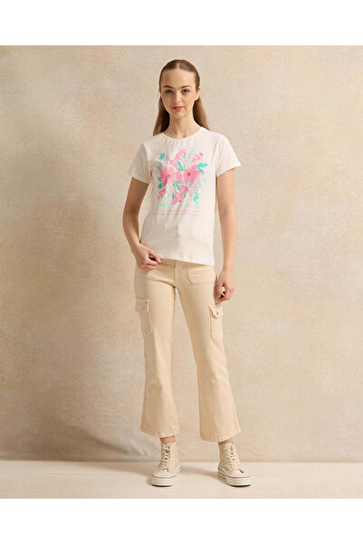 REDTAG Senior Girls Beige Flared Jeans