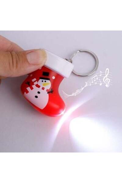 SHOPIENS Коледен ключодържател с ботуш със звук и светлина 5 см