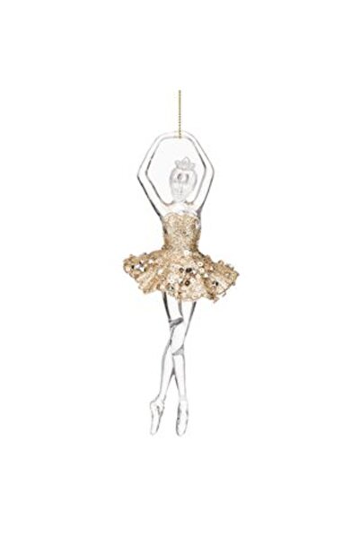 SHOPIENS Ornament de Crăciun pentru brad - Balerina bej transparent cu sclipi...