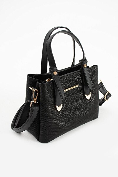 Paul Brand Women's Adjustable Long Strap Multi-Compartment Black Mosaic Pattern Hand and Shoulder Bag Pbs1425
