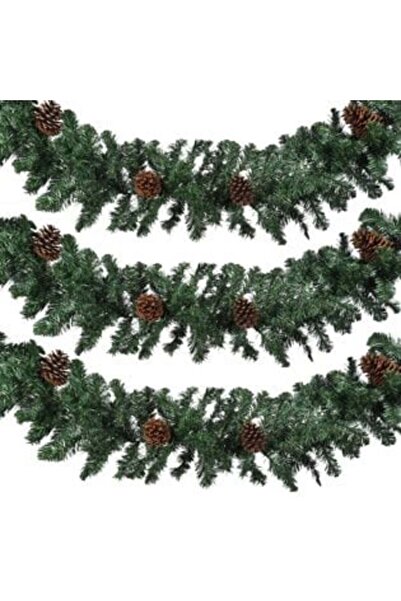 OEM Ghirlandă decorativă verde de Crăciun cu conuri și 200 de crenguțe - 2,7 m