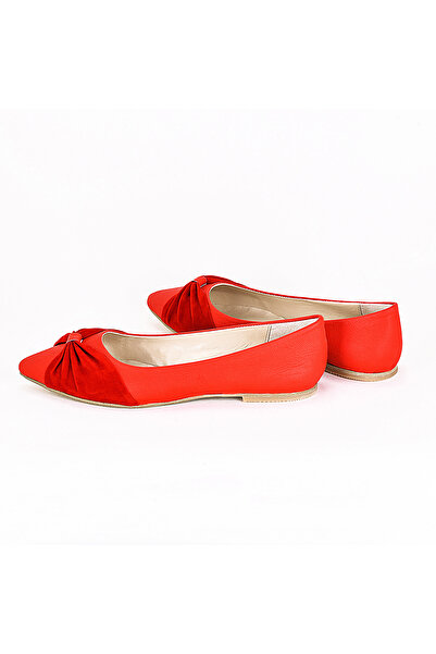 JustBow Red Women's Ballerinas