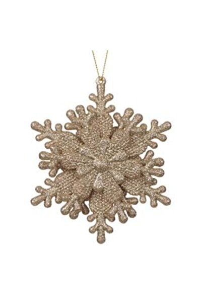 SHOPIENS Ornament de Crăciun cu fulg de zăpadă 3D și sclipici - bej șampanie ...