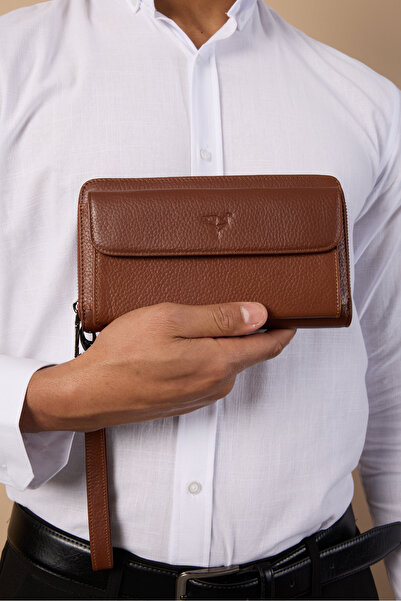 Garbalia Malaga Hakiki Deri Telefon Bölmeli El Saplı ve Bilek Askılı Unisex T...