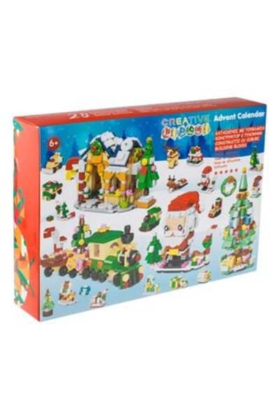 Silver Star Christmas Advent Calendar with Building Bricks