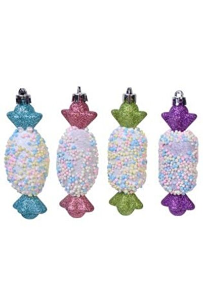 SHOPIENS Set de ornamente de Crăciun - Bomboane colorate cu sclipici 12 cm - ...