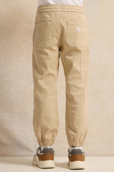 REDTAG Boys Beige Slant Pocket Denim Jogger