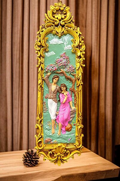 INGA JOSANU Rölyef Kabartma Kadın Figürlü Duvar Panosu Altın Varaklı Eskitme ...