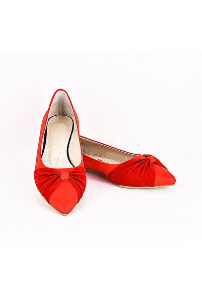JustBow Red Women's Ballerinas