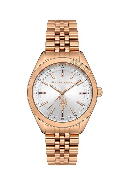 U.S. Polo Assn. Analog Women's Watch Silver Dial Rose Gold Stainless Steel 37...