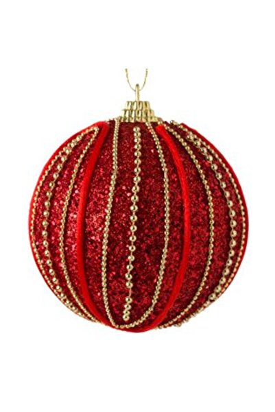 SHOPIENS Ornament de Crăciun pentru brad, spumă roșie, cu șnur, sclipici și l...